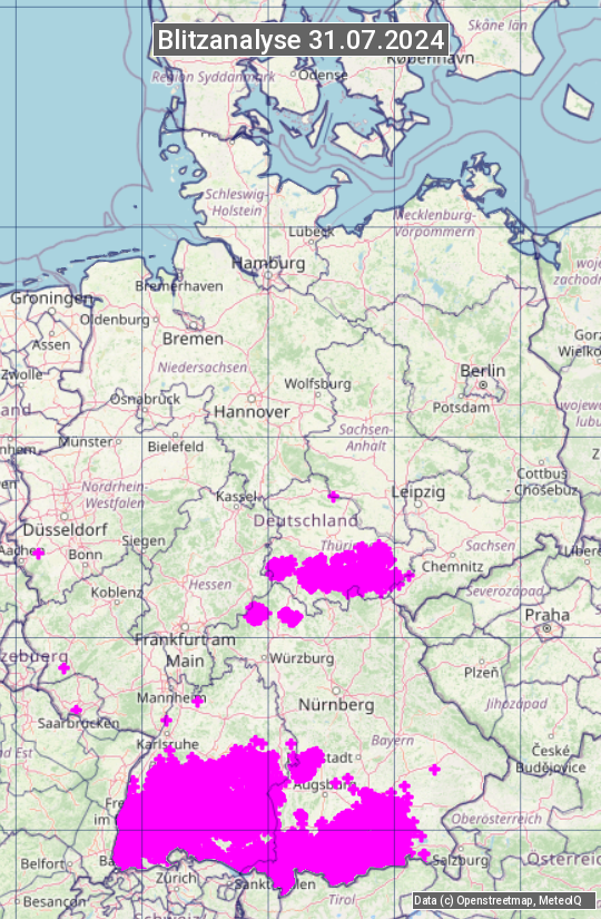 Karte mit Unwetteranalyse