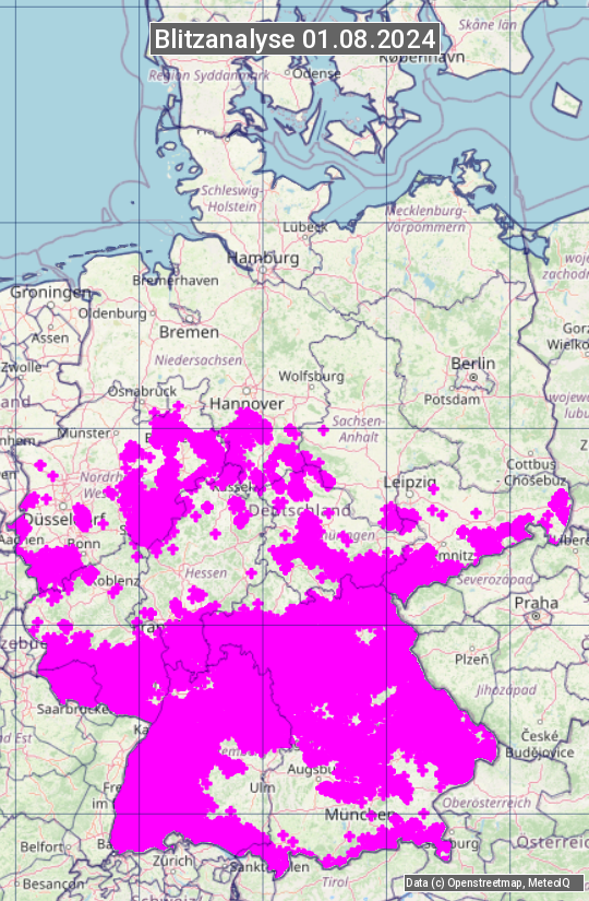 Karte mit Unwetteranalyse