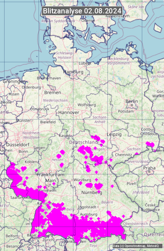 Karte mit Unwetteranalyse