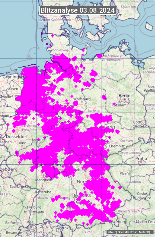 Karte mit Unwetteranalyse