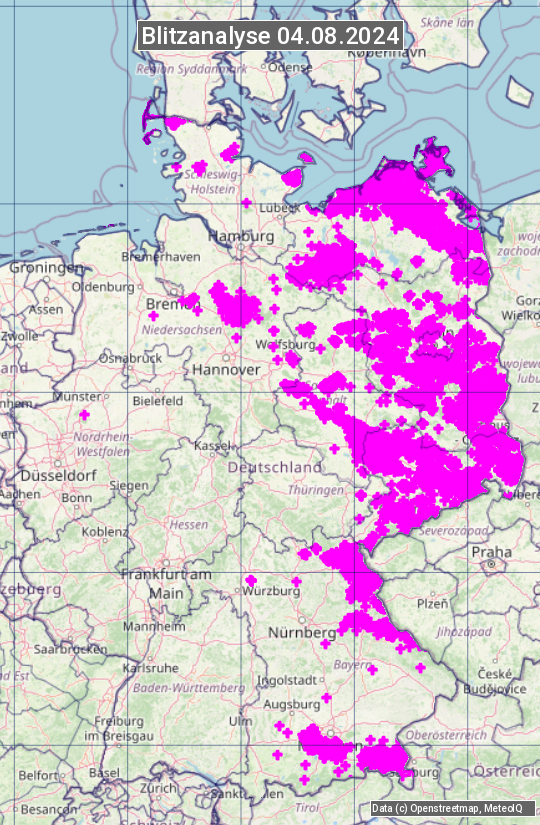 Karte mit Unwetteranalyse