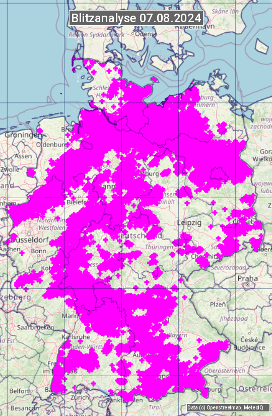 Karte mit Unwetteranalyse