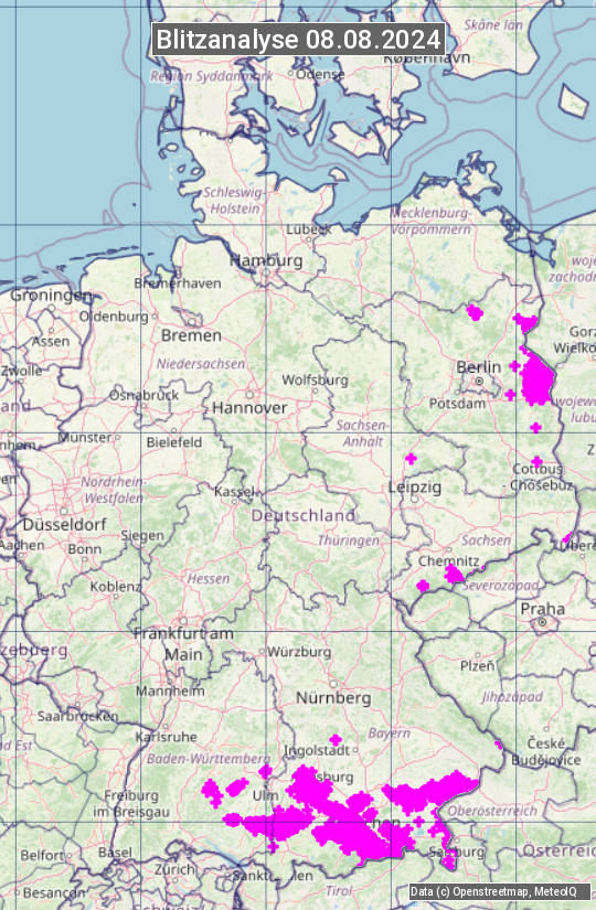 Karte mit Unwetteranalyse