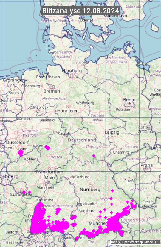 Karte mit Unwetteranalyse