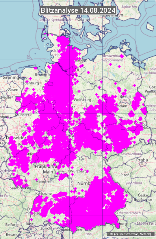 Karte mit Unwetteranalyse