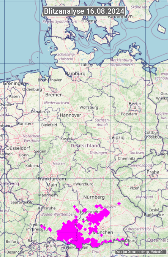 Karte mit Unwetteranalyse