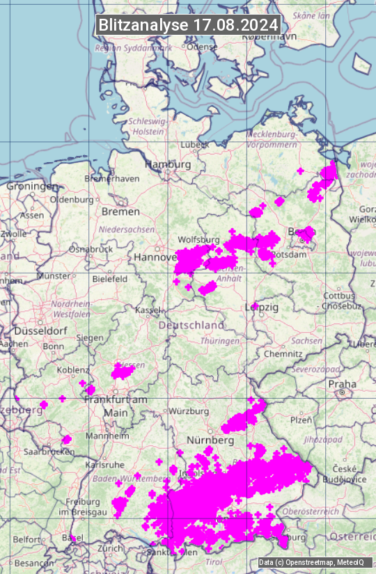 Karte mit Unwetteranalyse