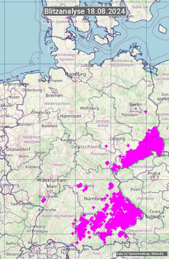 Karte mit Unwetteranalyse