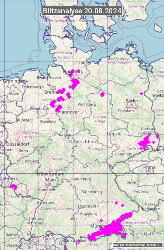 Karte mit Unwetteranalyse