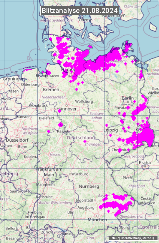 Karte mit Unwetteranalyse