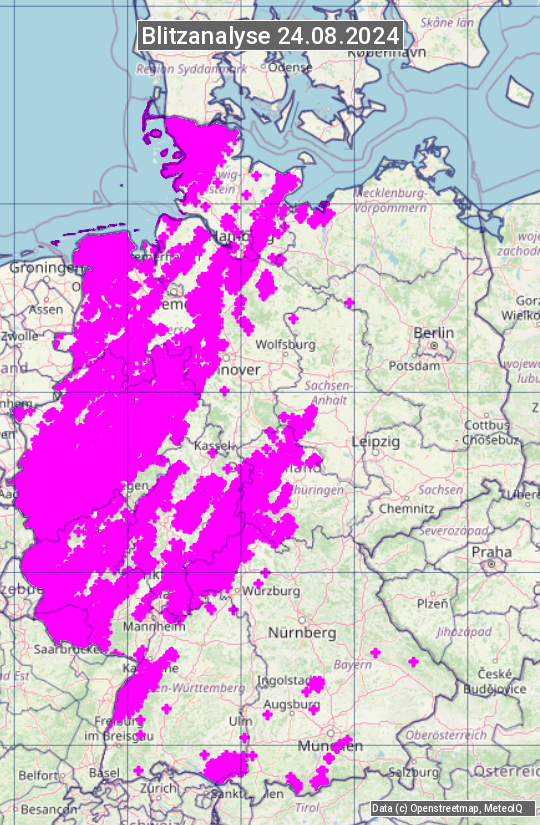 Karte mit Unwetteranalyse