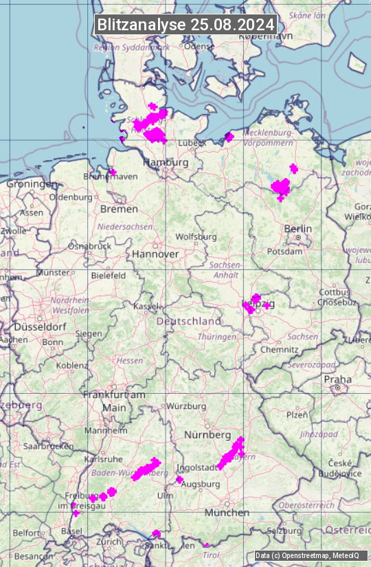 Karte mit Unwetteranalyse