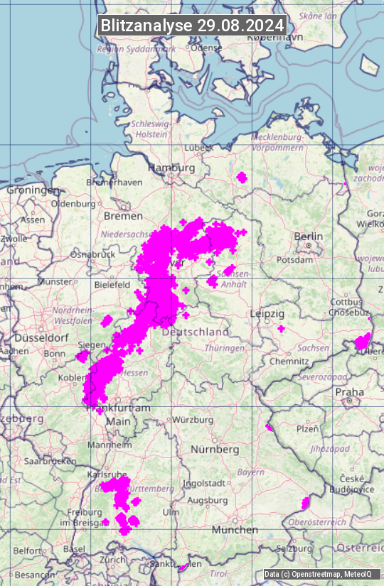 Karte mit Unwetteranalyse