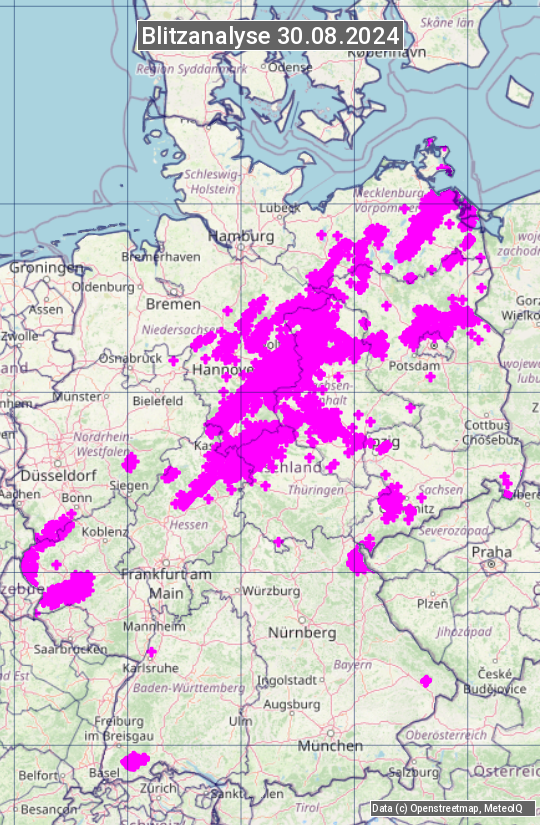 Karte mit Unwetteranalyse