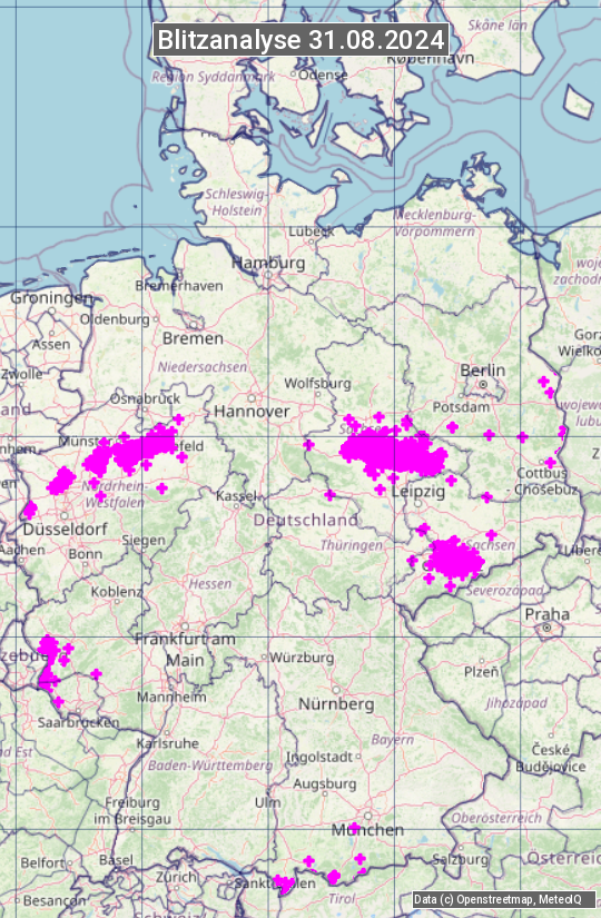 Karte mit Unwetteranalyse