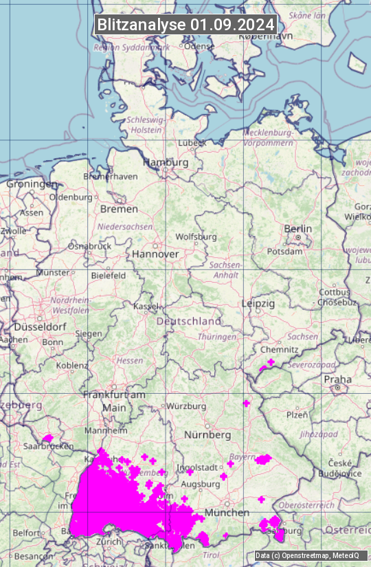 Karte mit Unwetteranalyse