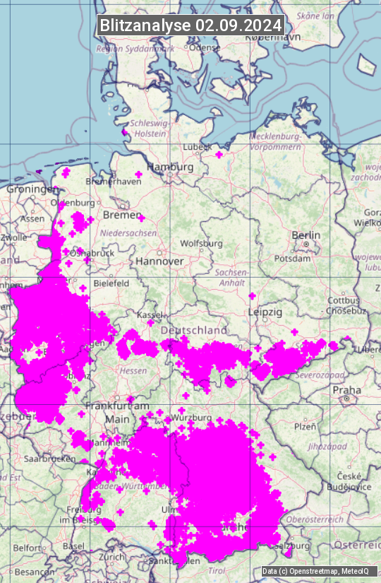 Karte mit Unwetteranalyse