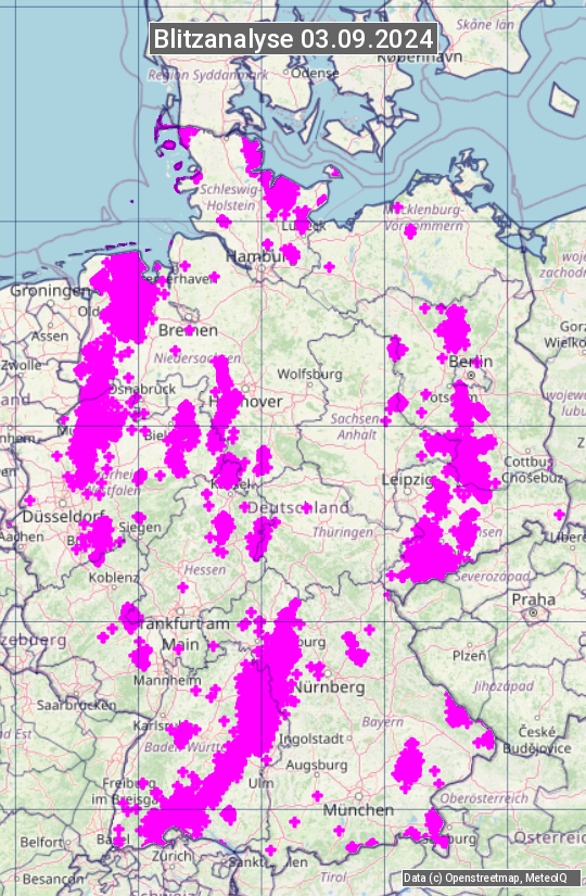 Karte mit Unwetteranalyse