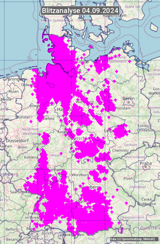 Karte mit Unwetteranalyse