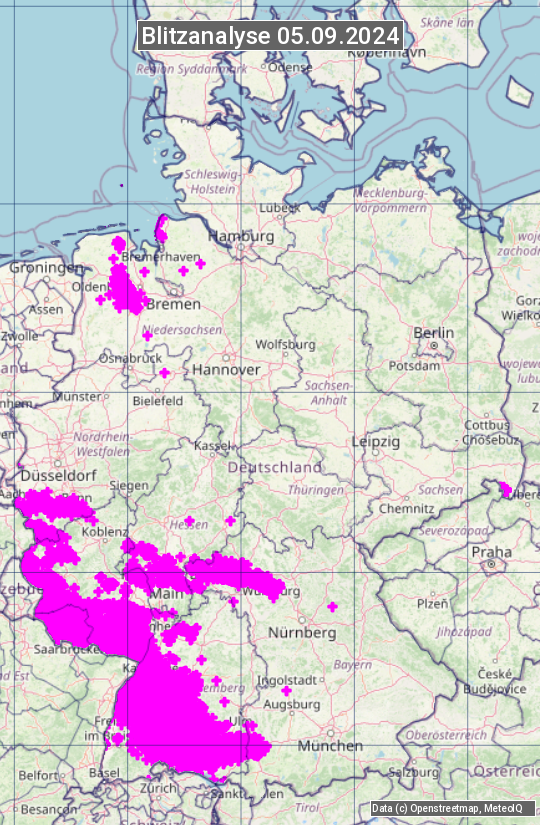 Karte mit Unwetteranalyse