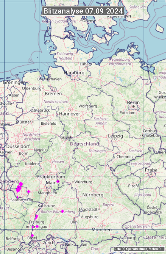 Karte mit Unwetteranalyse