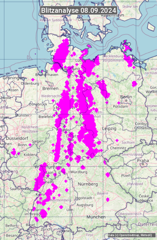 Karte mit Unwetteranalyse