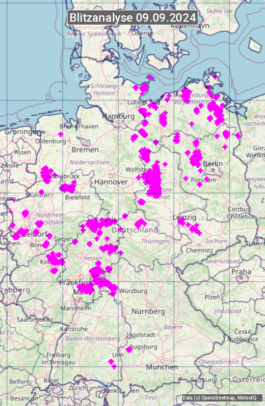 Karte mit Unwetteranalyse