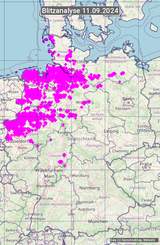 Karte mit Unwetteranalyse