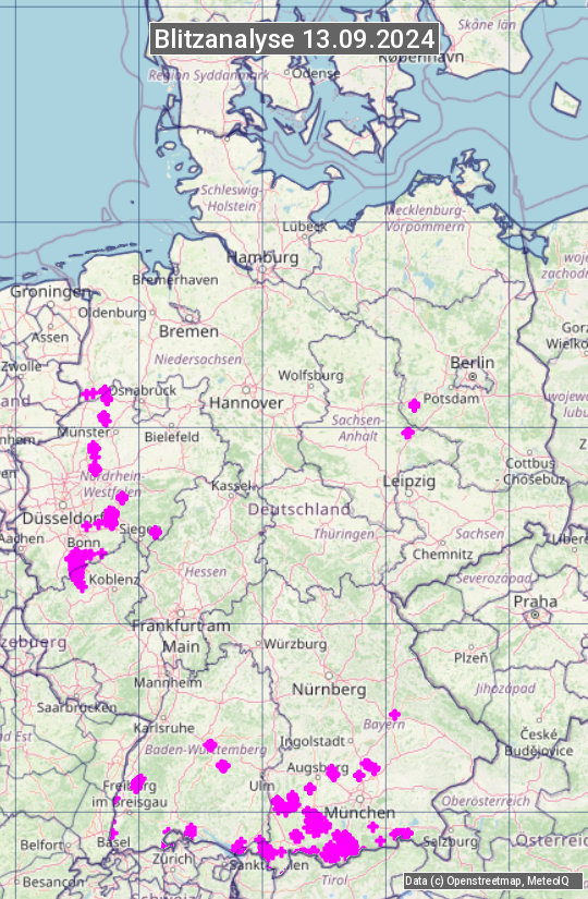 Karte mit Unwetteranalyse