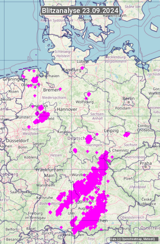 Karte mit Unwetteranalyse