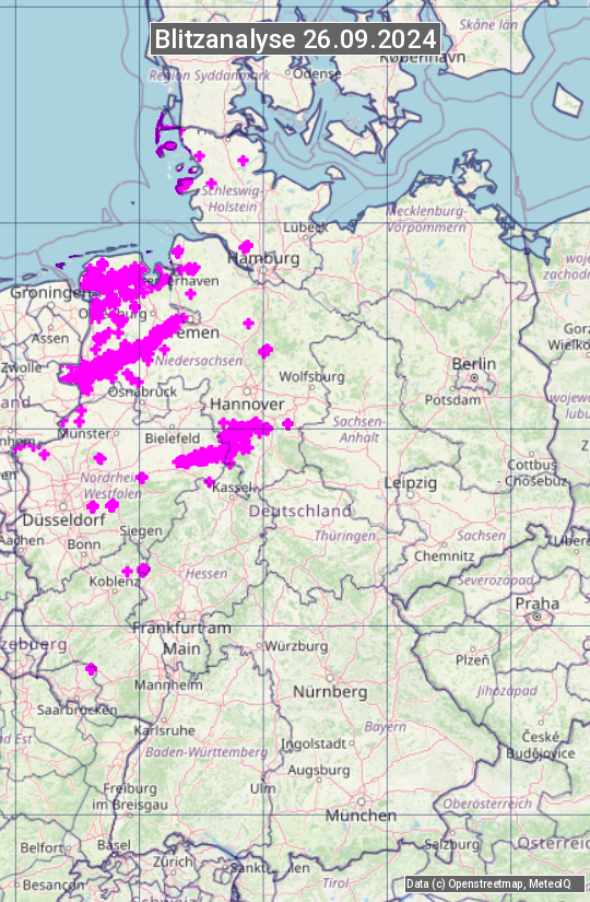 Karte mit Unwetteranalyse