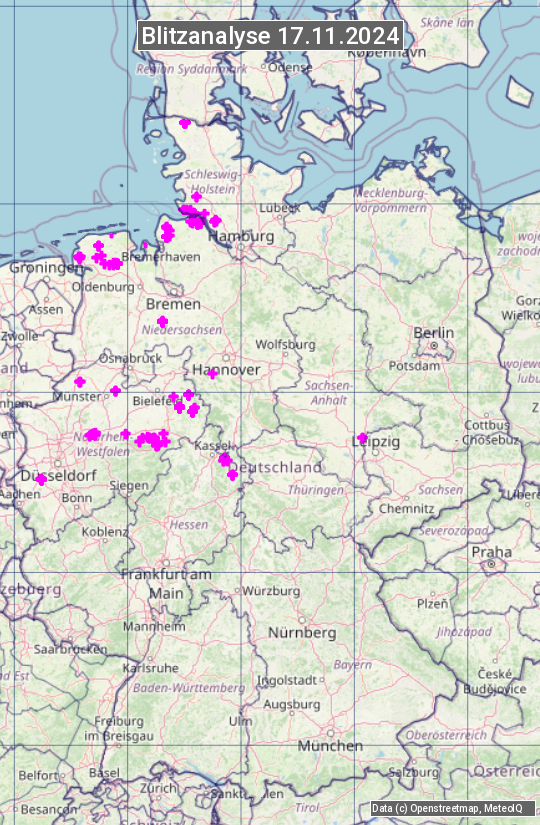 Karte mit Unwetteranalyse