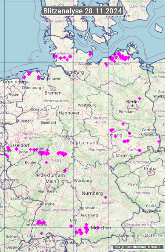 Karte mit Unwetteranalyse