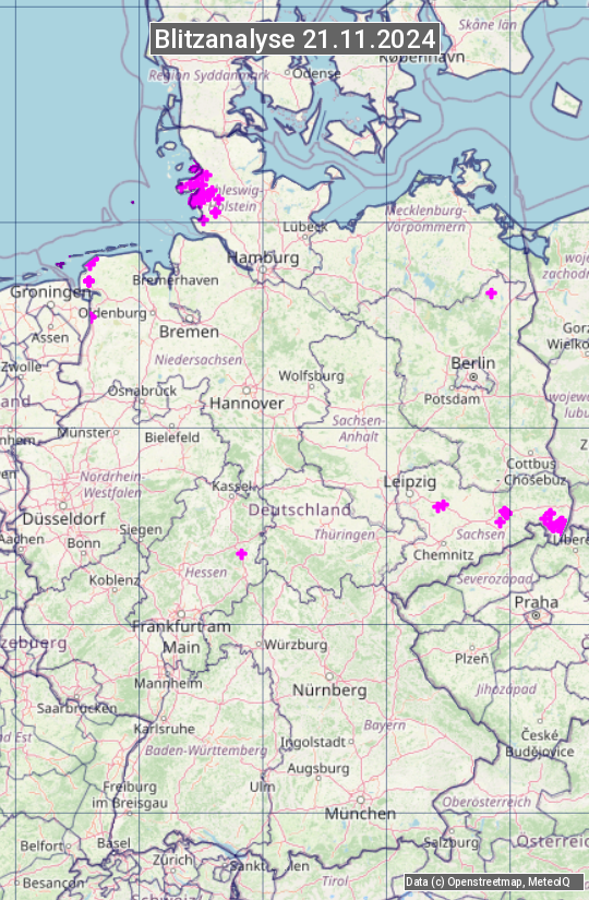 Karte mit Unwetteranalyse