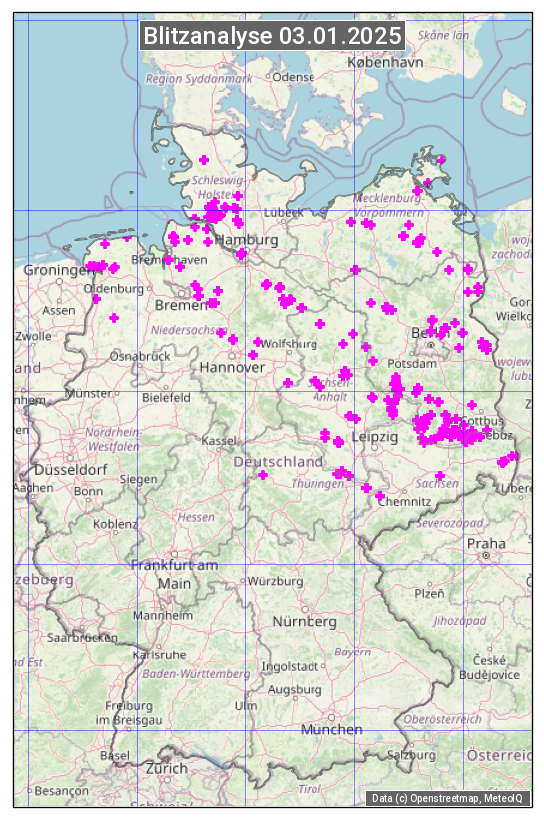 Karte mit Unwetteranalyse