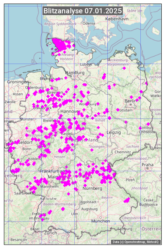 Karte mit Unwetteranalyse