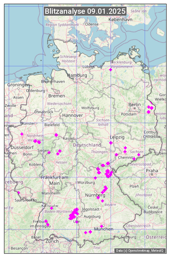 Karte mit Unwetteranalyse