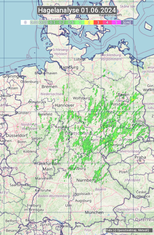 Karte mit Unwetteranalyse