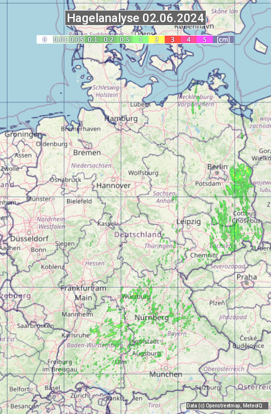 Karte mit Unwetteranalyse