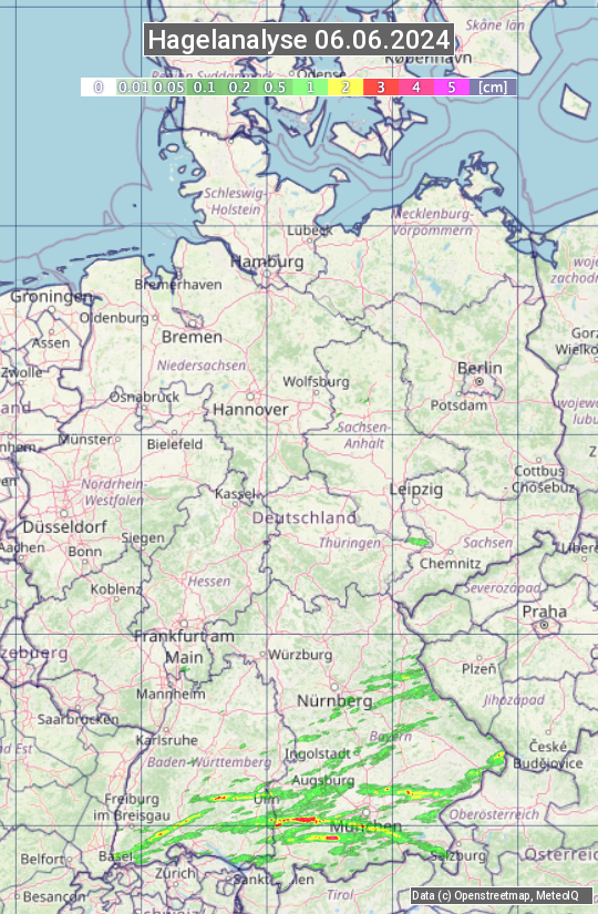 Karte mit Unwetteranalyse