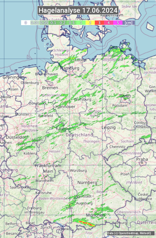 Karte mit Unwetteranalyse