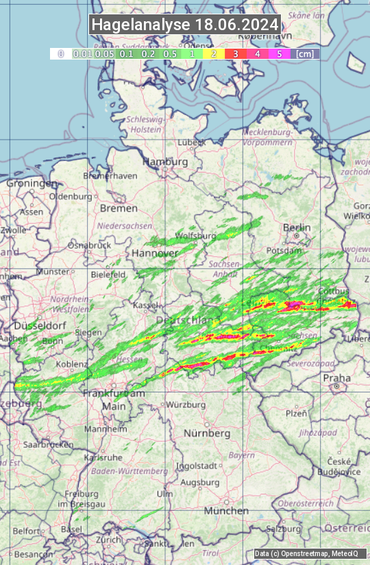 Karte mit Unwetteranalyse