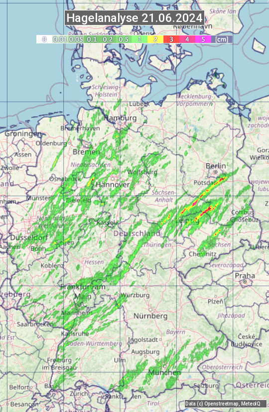 Karte mit Unwetteranalyse