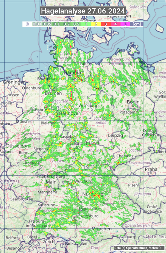 Karte mit Unwetteranalyse