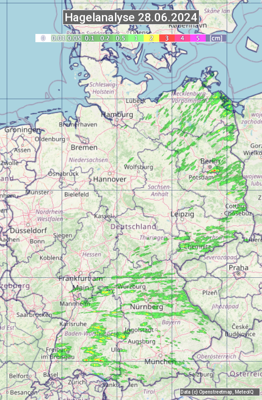 Karte mit Unwetteranalyse