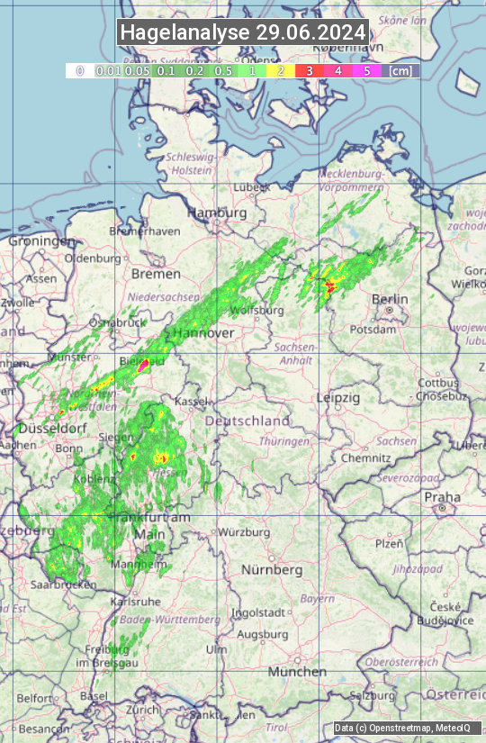 Karte mit Unwetteranalyse