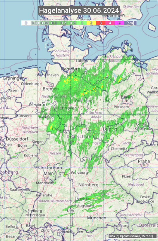 Karte mit Unwetteranalyse