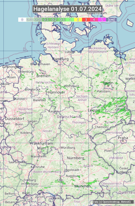 Karte mit Unwetteranalyse