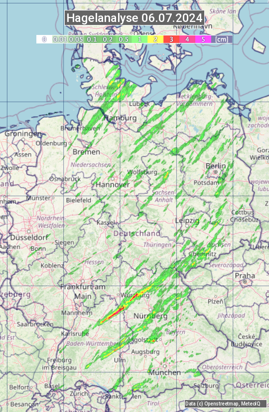 Karte mit Unwetteranalyse