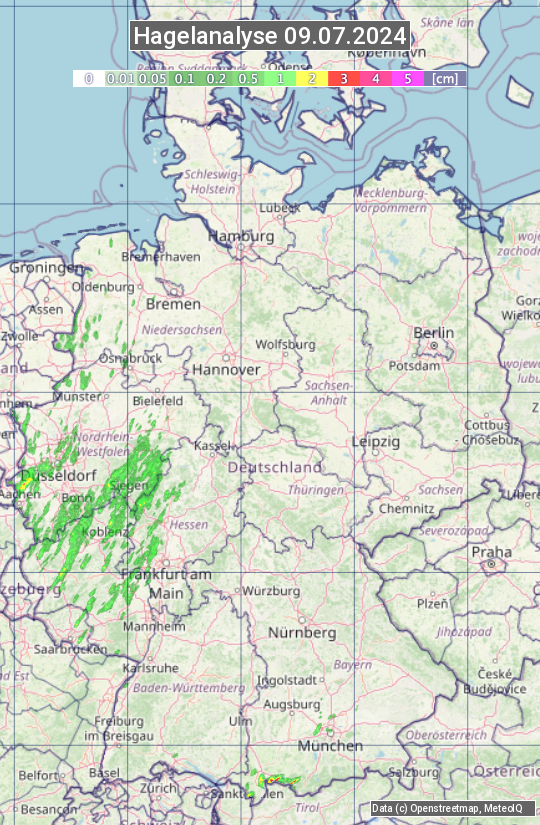 Karte mit Unwetteranalyse